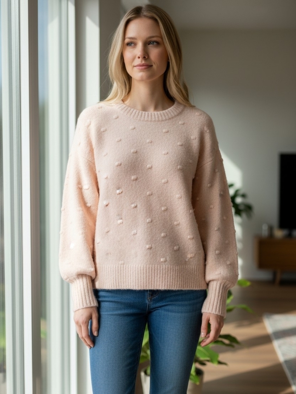 NWT Rachel Parcell Pink Bobble Stitch Sweater XXL